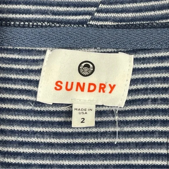 Sundry Brushed Knit Cocoon Cardigan in Blue & White Stripes - Picture 4 of 5